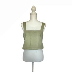 Square Neck Crop‎ Top Sleeveless Tank Olive Green Casual Summer